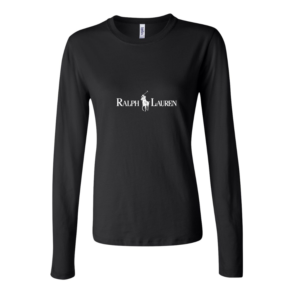 Women's Polo Ralph Lauren Logo white Long Sleeve T-Shirt - Black