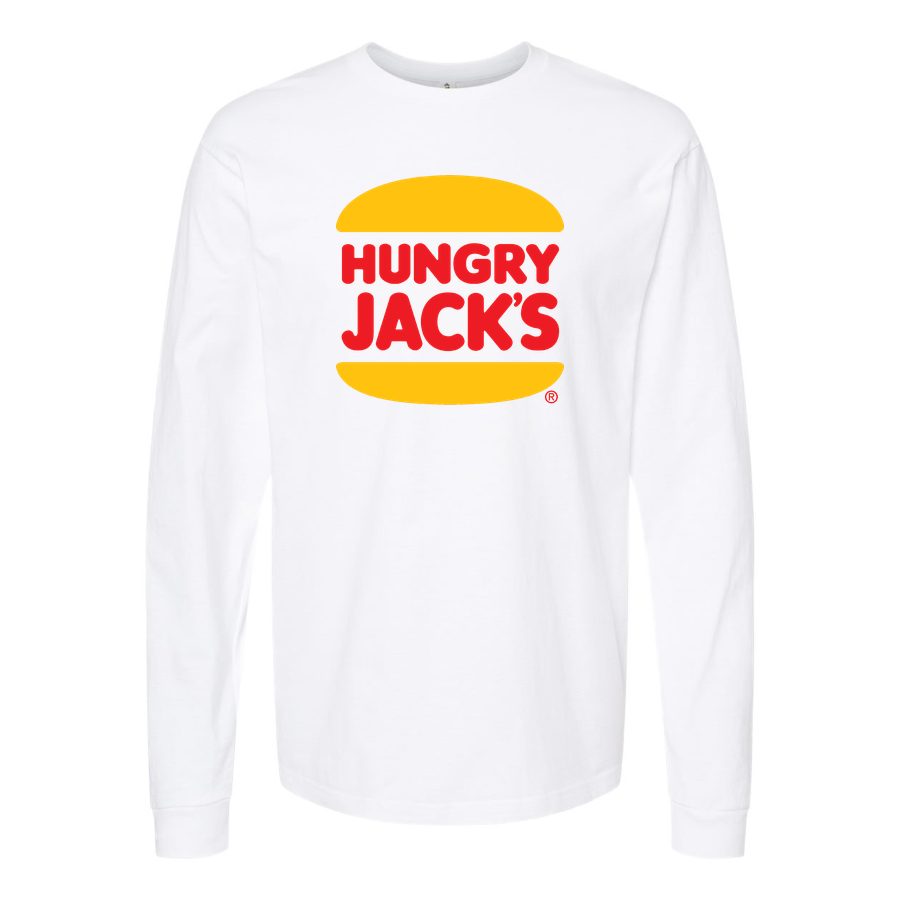 Men's Logo-Hungry-Jacks-1536x864 Long sleeves Cotton Blend T-Shirt - White