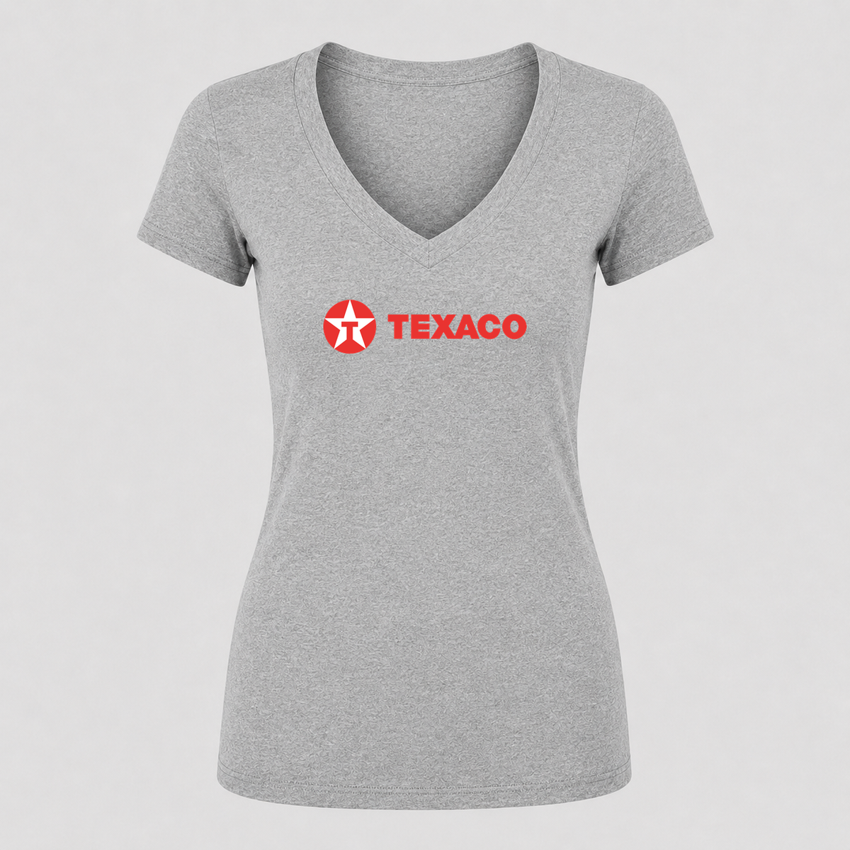 Women's Texaco V Neck T-Shirt in gray