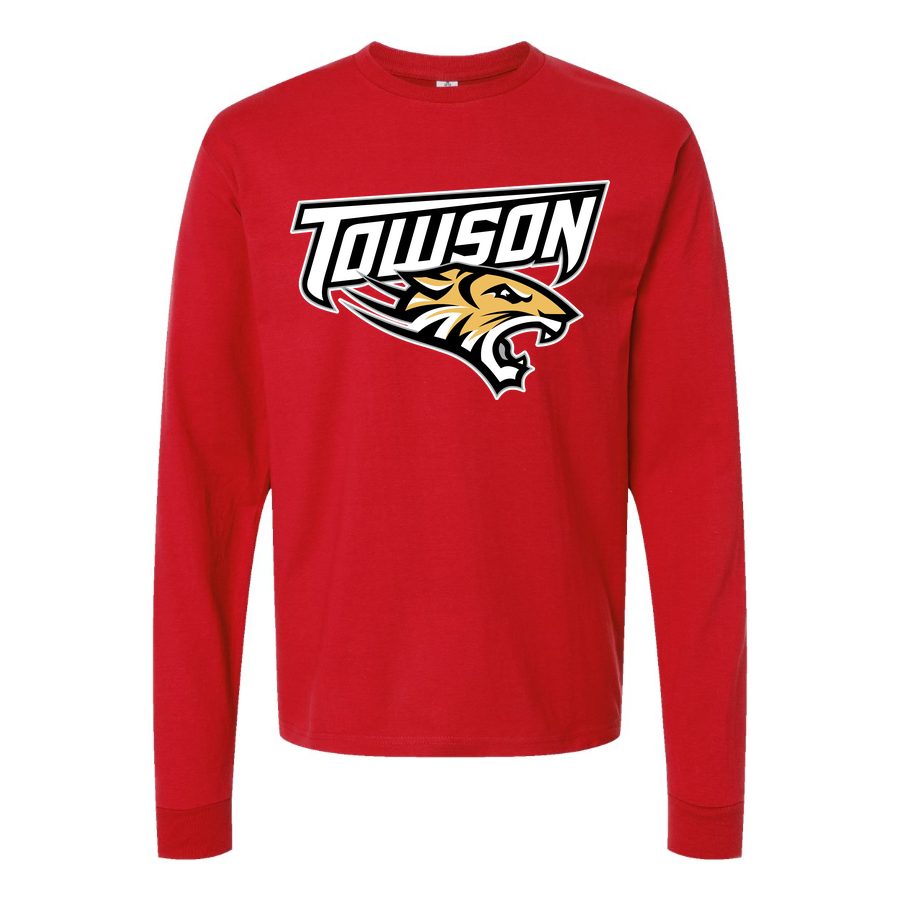 Men's Towson Tigers Logo Long sleeves Cotton Blend T-Shirt - Red