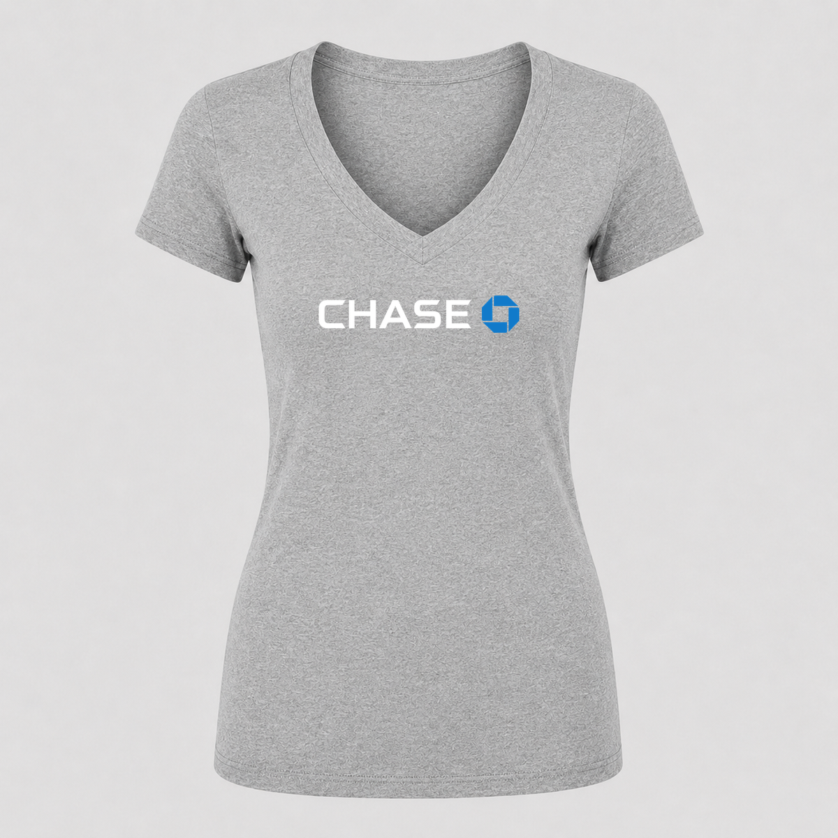 Women's Chase White Design V Neck T-Shirt in gray