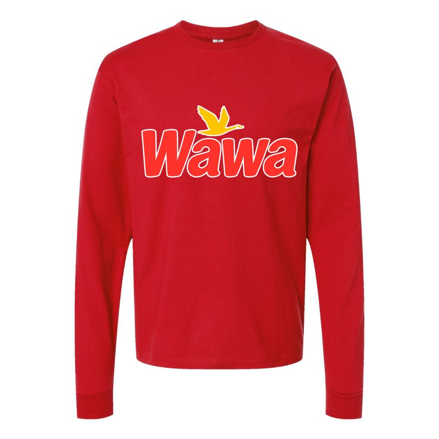 Men's Wawa Gas Station Logo Long sleeves Cotton Blend T-Shirt - Red