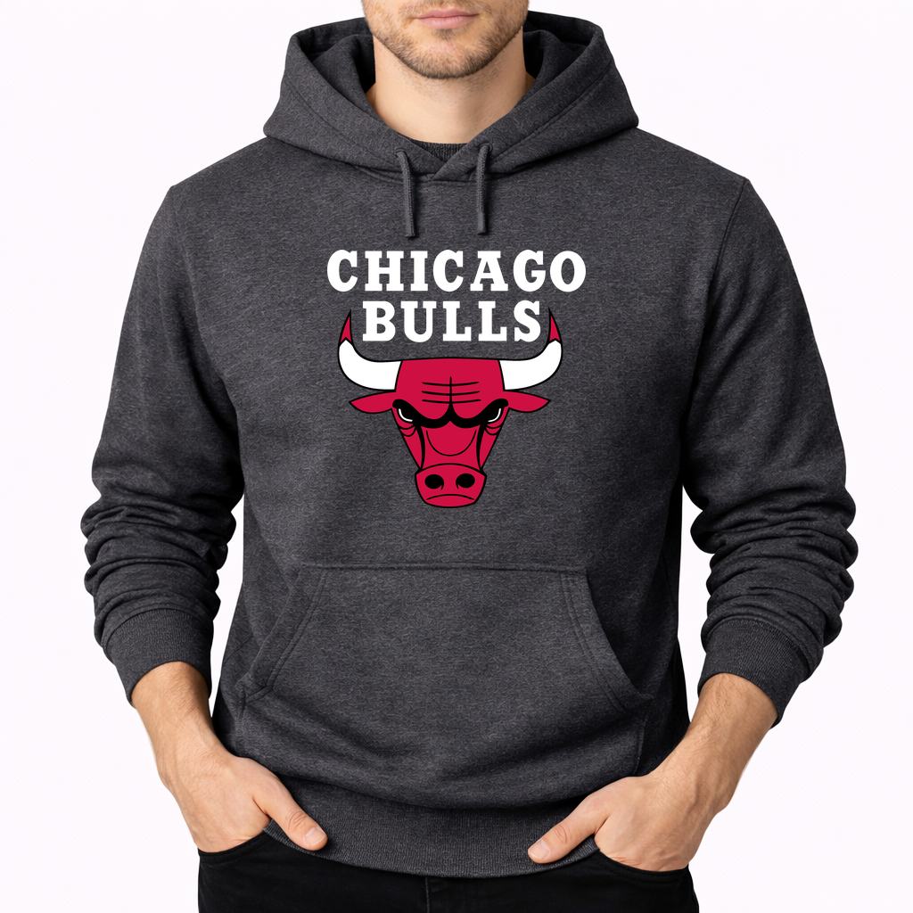 Men's Chicago bulls white Pullover Hoodie - Charcoal