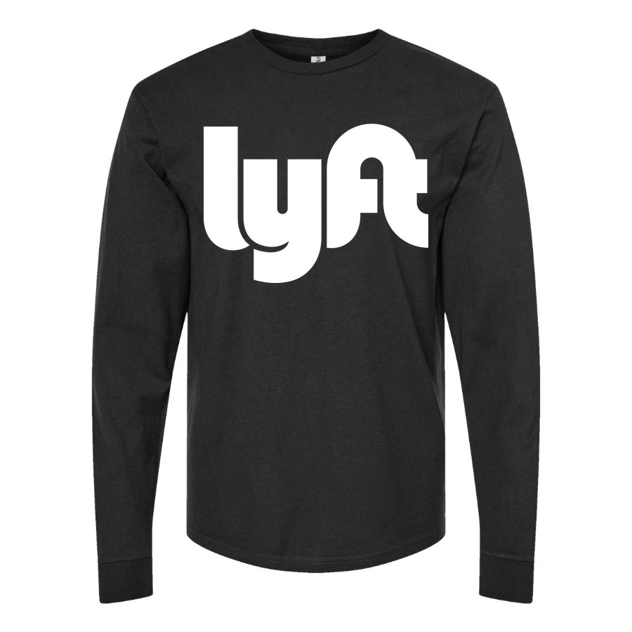 Men's Lyft logo white Long sleeves Cotton Blend T-Shirt - Black
