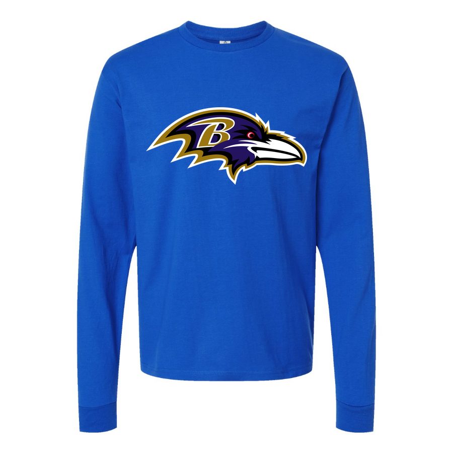 Men's Baltimore Ravens Long sleeves Cotton Blend T-Shirt - Blue