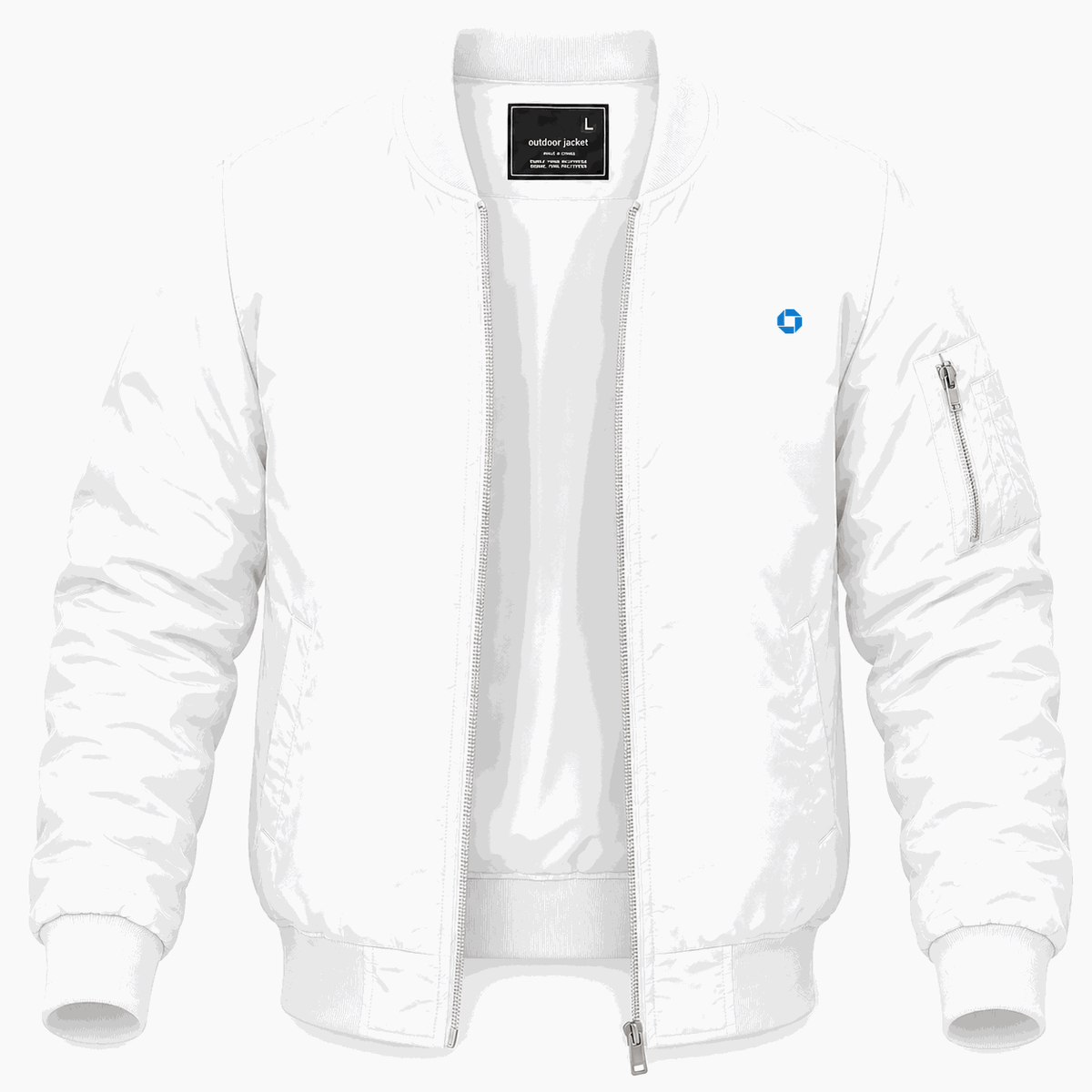 Men's Chase White Lightweight Bomber Jacket - White