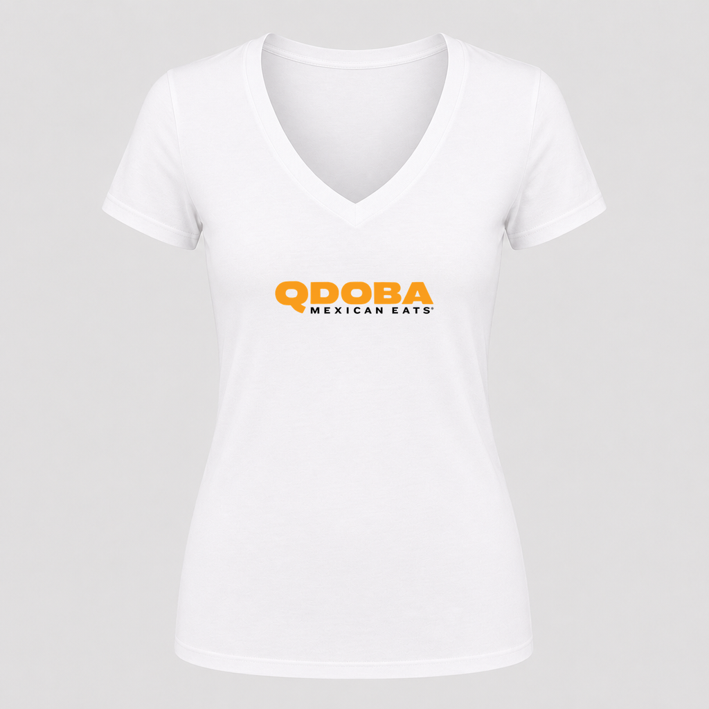 Women's Qdoba V Neck T-Shirt in white