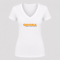 Women's Qdoba V Neck T-Shirt in white