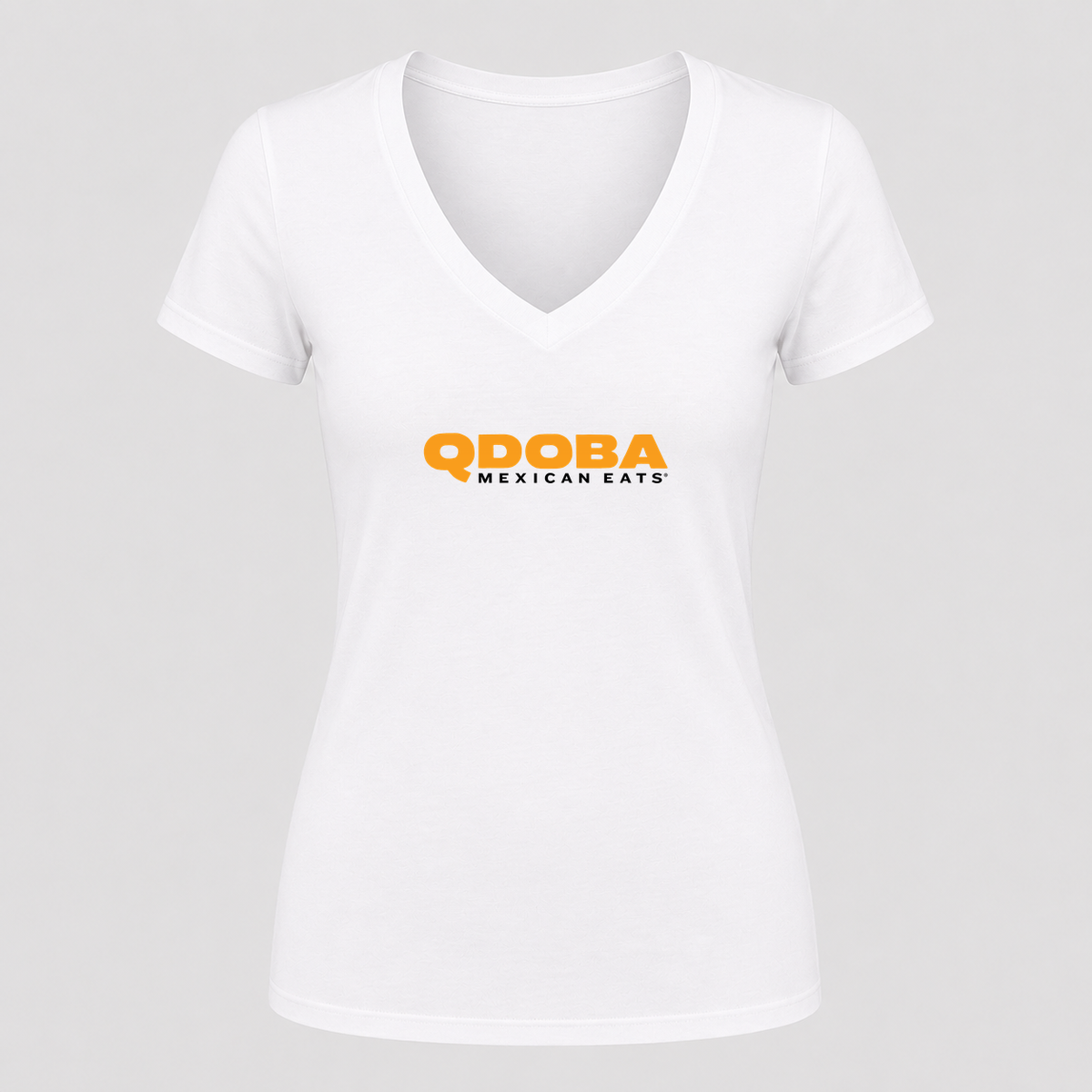 Women's Qdoba V Neck T-Shirt in white