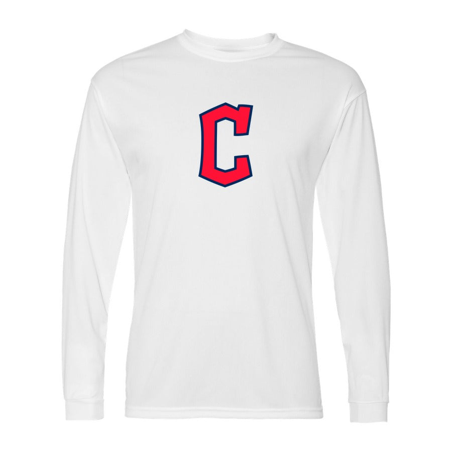 Men's Cleveland Guardians Polyester Long Sleeve T-Shirt - White
