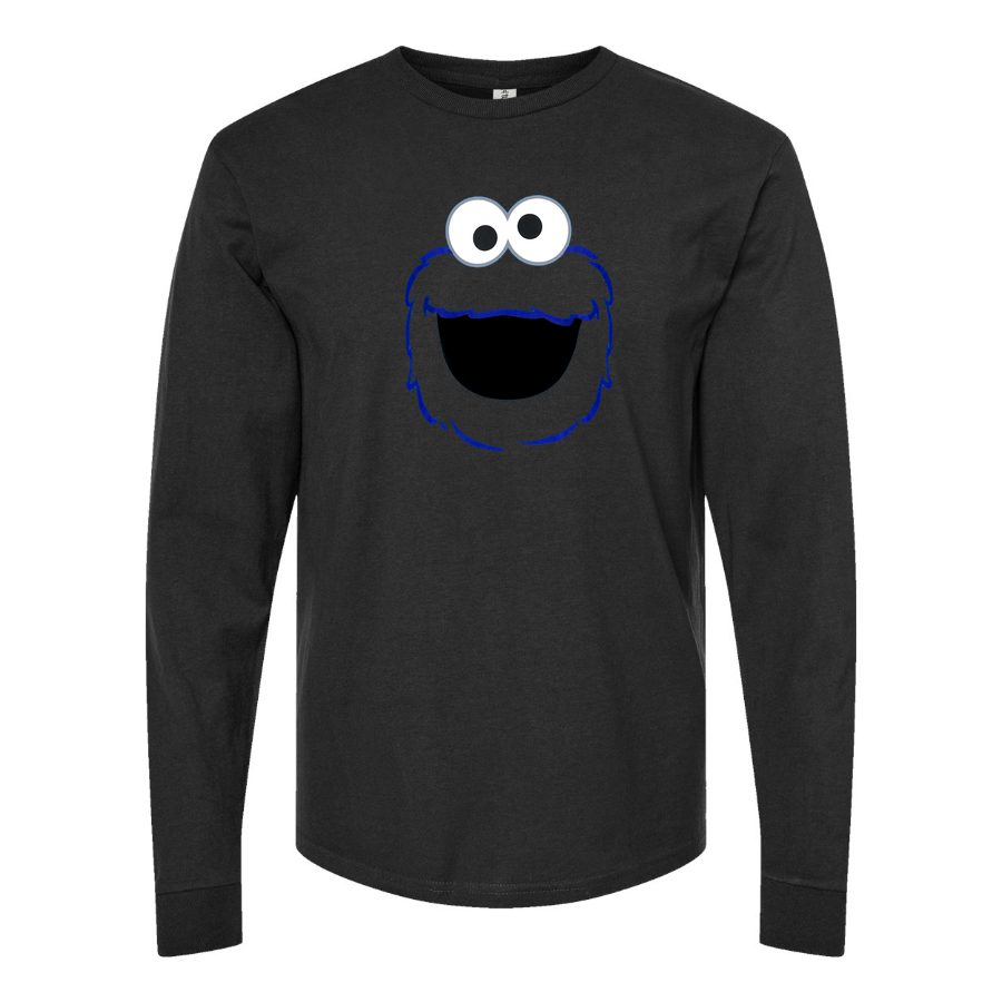 Men's Cookie Monster Long sleeves Cotton Blend T-Shirt - Black