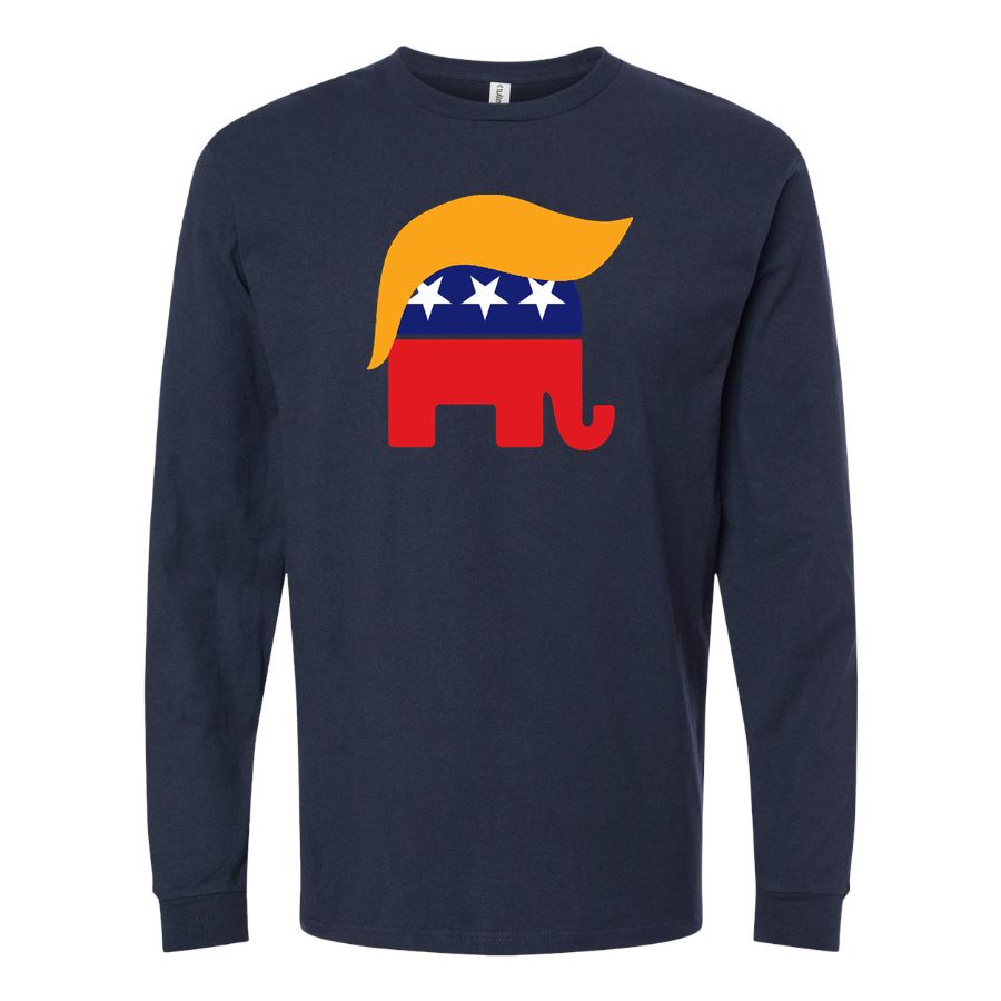Men's donald trump hair gop elephant logo wall sticker-r6fb7e6cf844845ccb4e2a66abb61a58c kouf2 8byvr 644 Long sleeves Cotton Blend T-Shirt - Navy