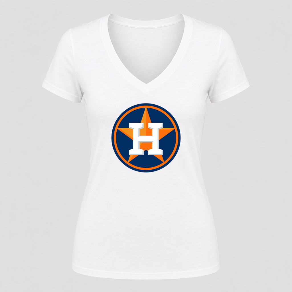 Women's Houston Astros V Neck T-Shirt in white