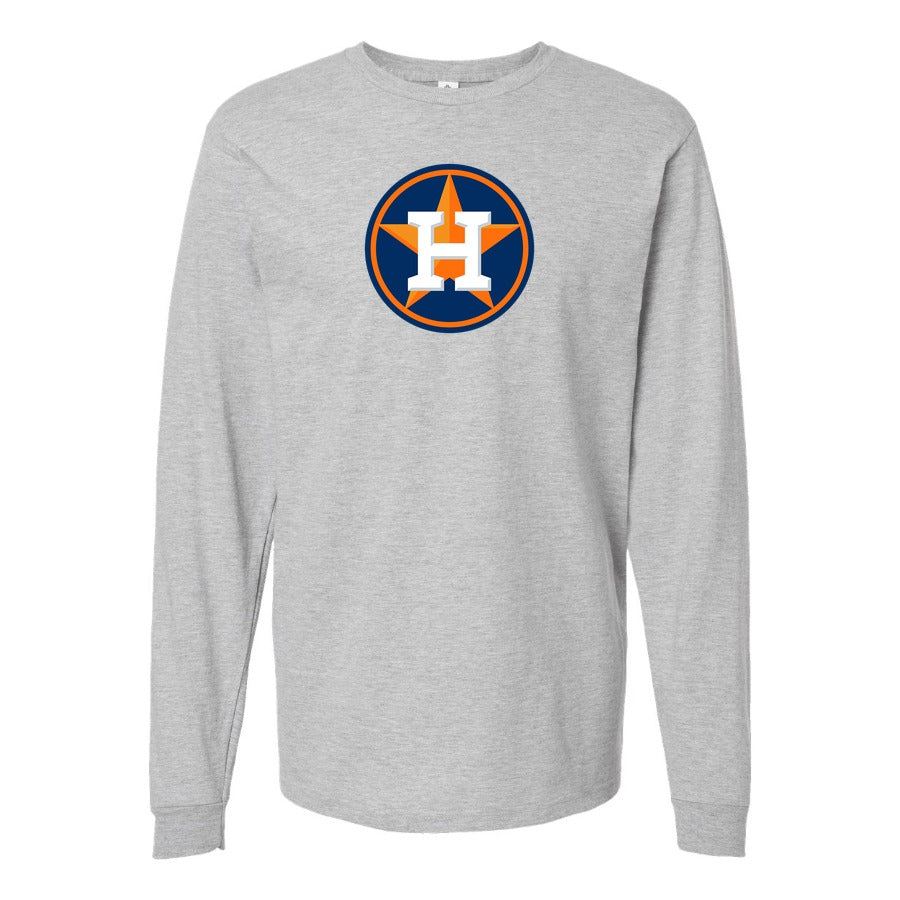 Men's Houston Astros Long sleeves Cotton Blend T-Shirt - Gray