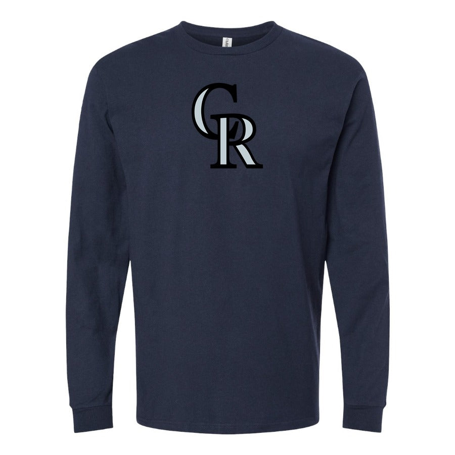 Men's Colorado Rockies Long sleeves Cotton Blend T-Shirt - Navy