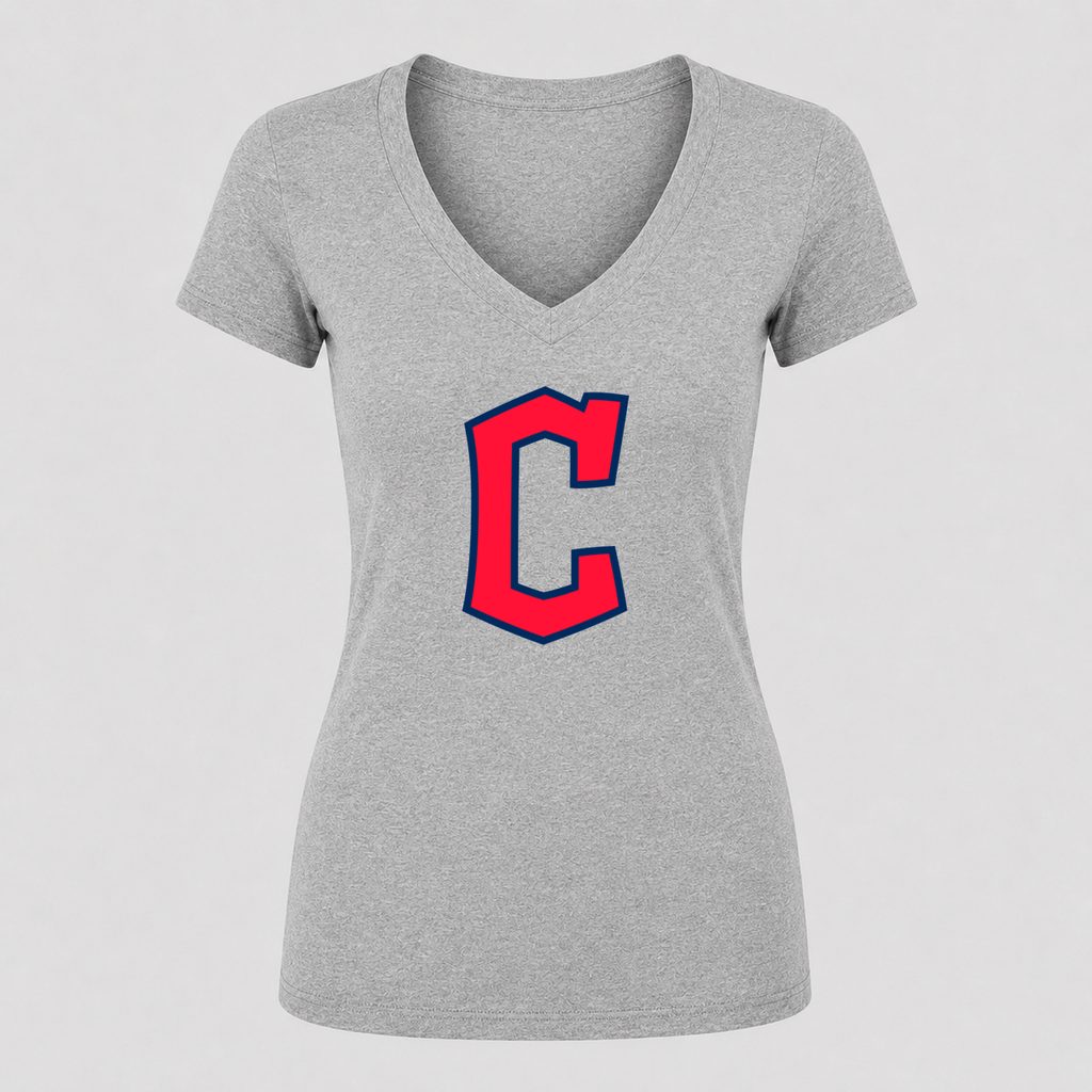Women's Cleveland Guardians V Neck T-Shirt in gray