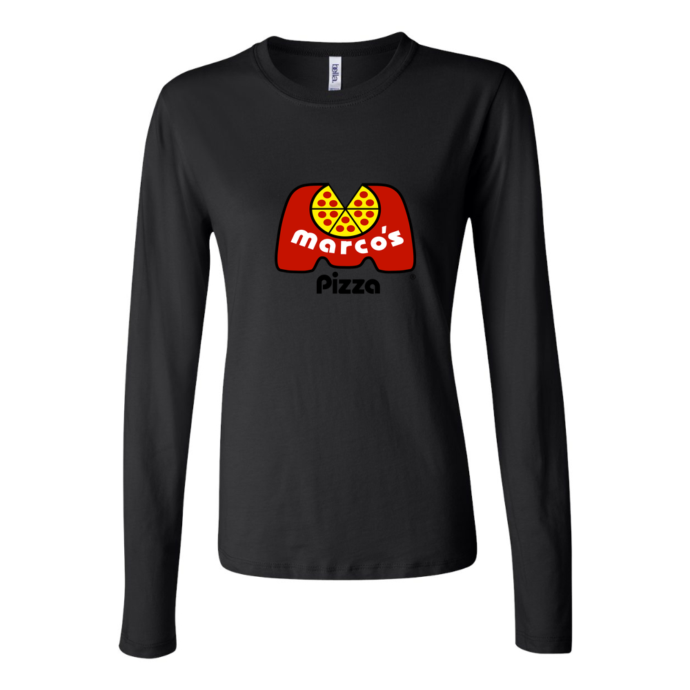 Women's Logo Marcos Pizza 1536x864 Long Sleeve T-Shirt - Black