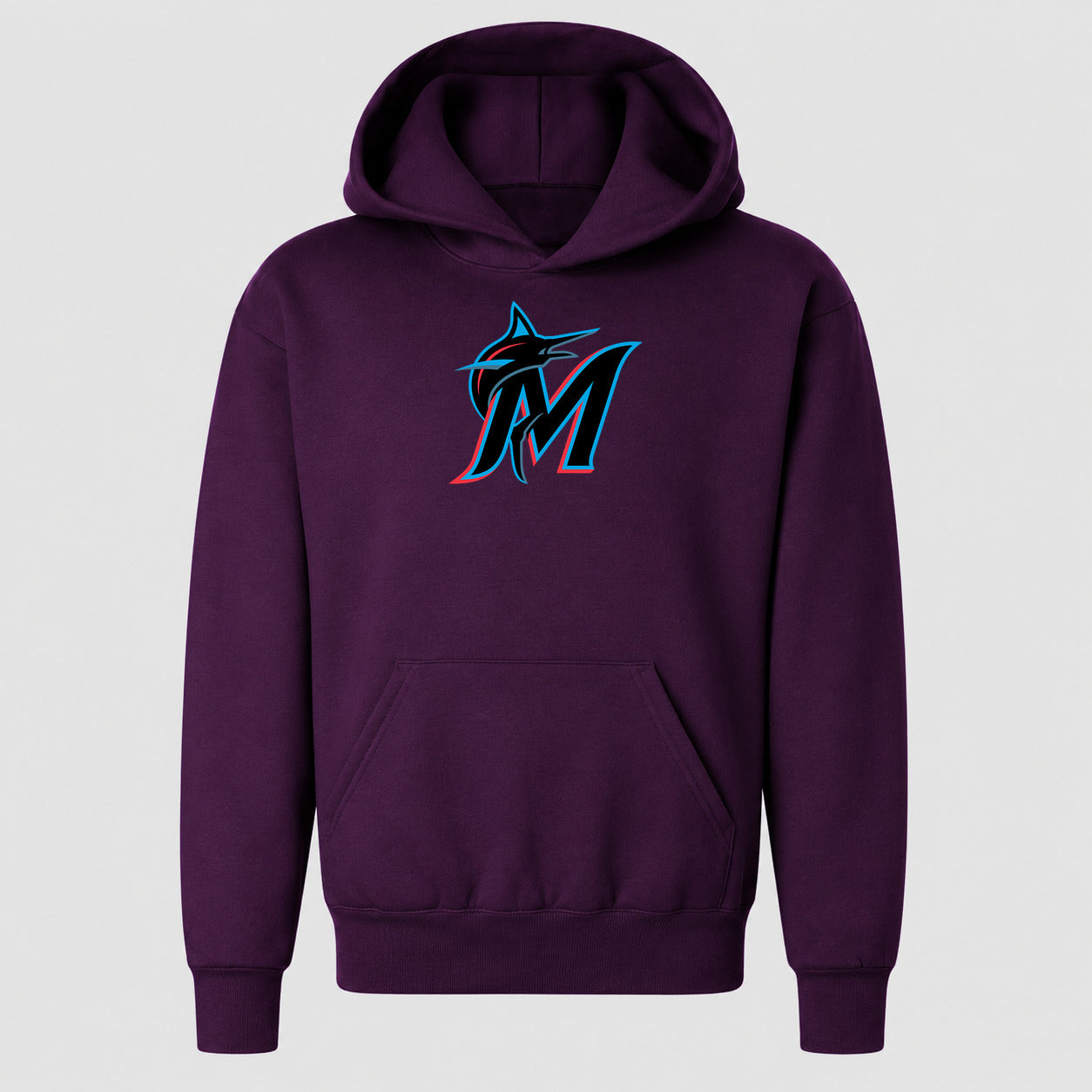 Youth Miami Marlins Pullover Hoodie - Purple