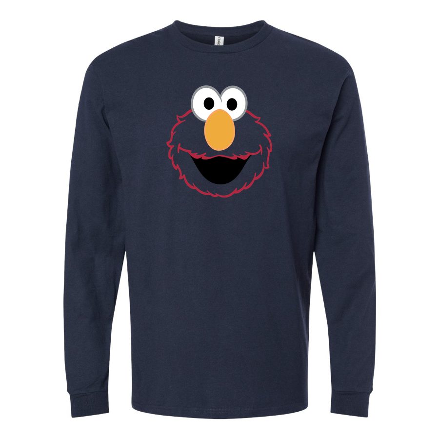 Men's Elmo Face2 Long sleeves Cotton Blend T-Shirt - Navy