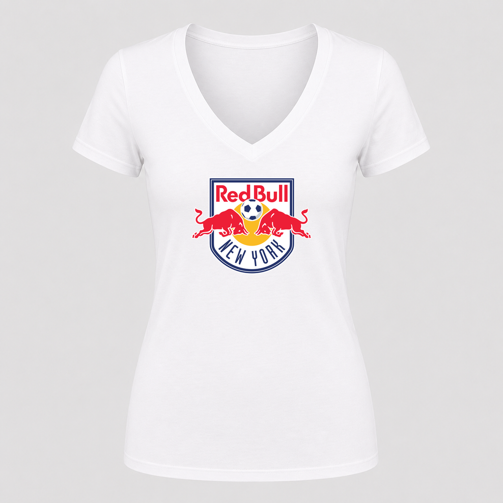 Women's New York Red Bulls V Neck T-Shirt in white