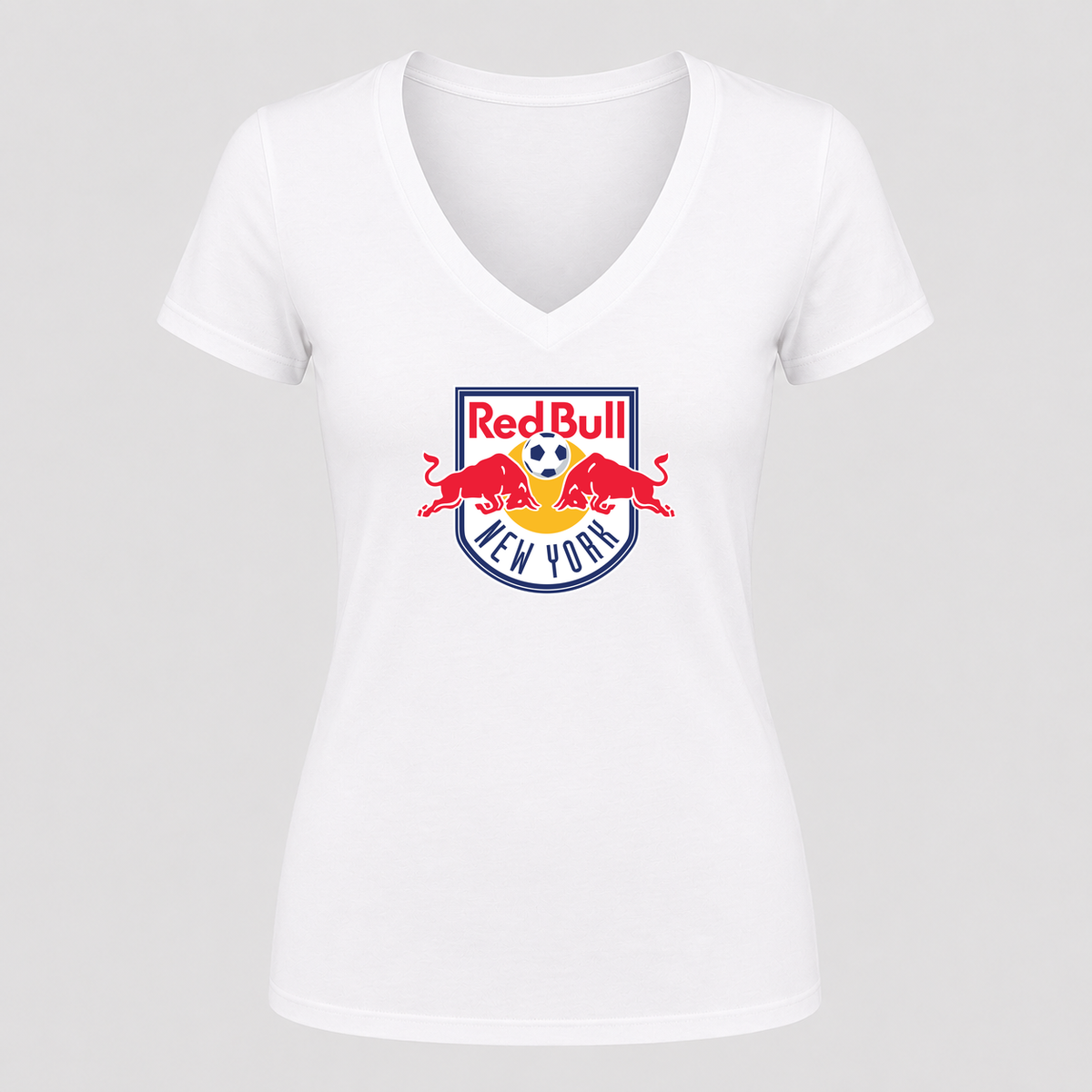 Women's New York Red Bulls V Neck T-Shirt in white