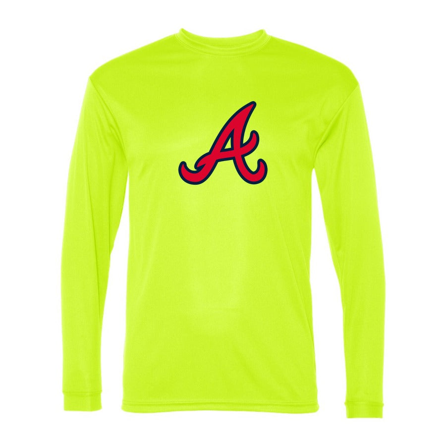 Men's Atlanta Braves Polyester Long Sleeve T-Shirt - Safety Yellow