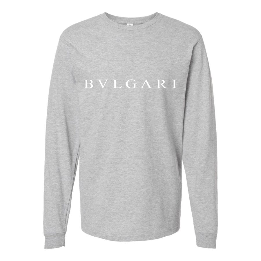 Men's Bvlgari-Logo-white Long sleeves Cotton Blend T-Shirt - Gray