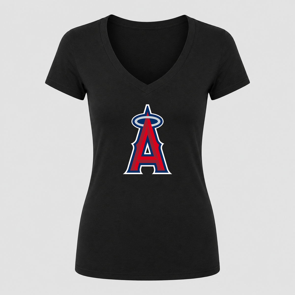 Women's Los Angeles Angels V Neck T-Shirt in black