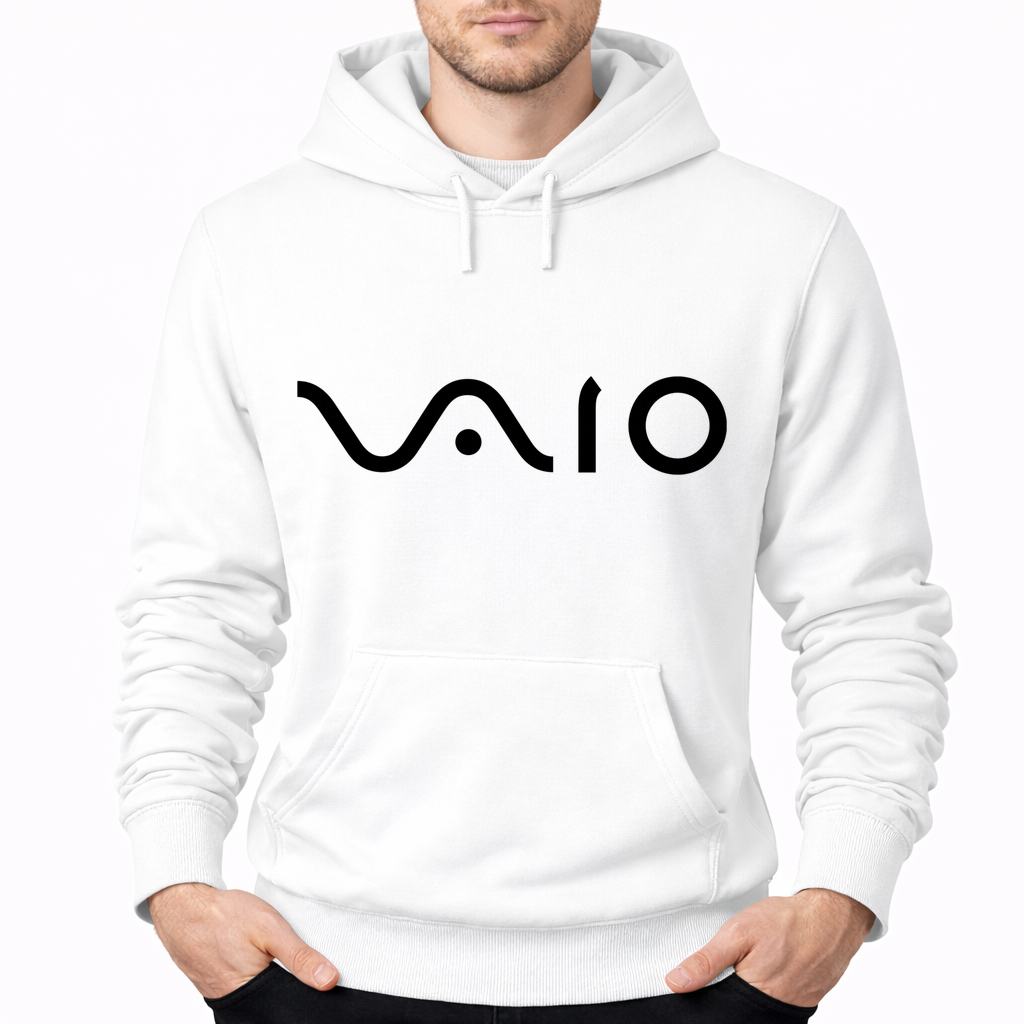 Men's Sony Vaio Curvy Black Pullover Hoodie - White