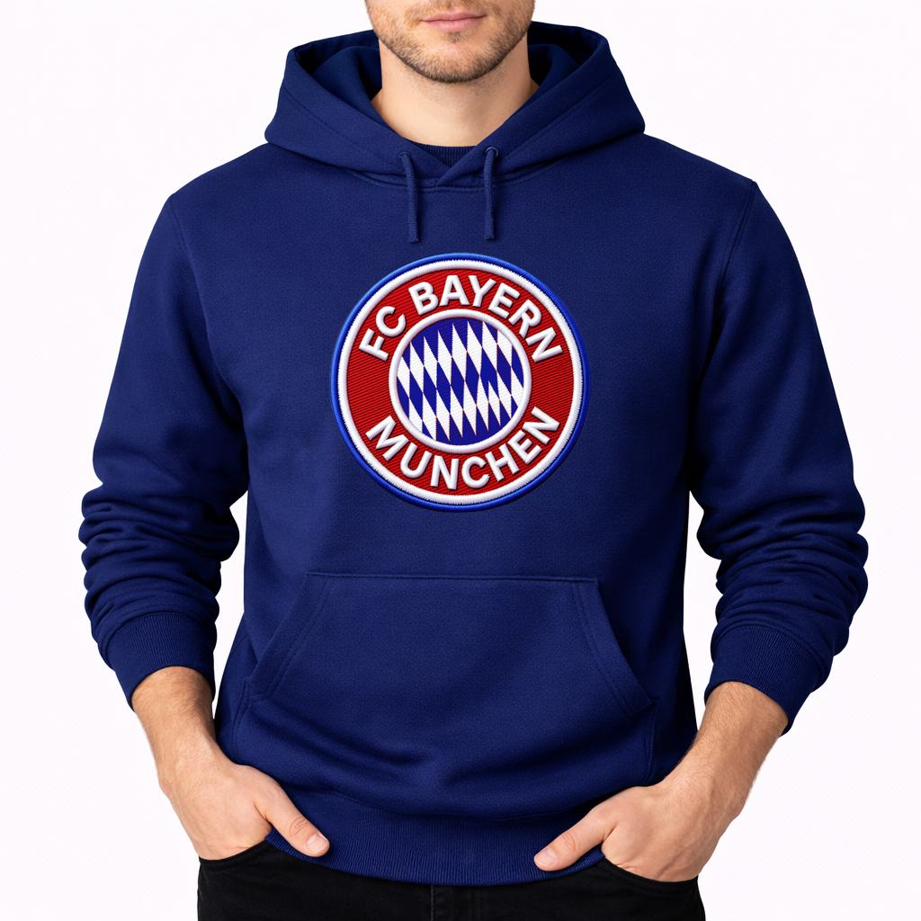 Men's FC Bayern Munich Soccer Embroidery Pullover Hoodie - Navy