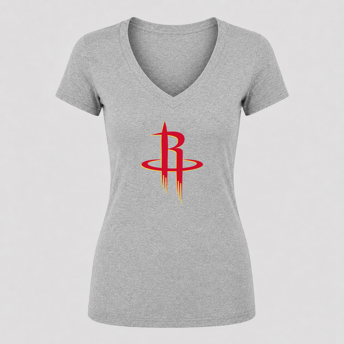 Women's Houston Rockets V Neck T-Shirt in gray