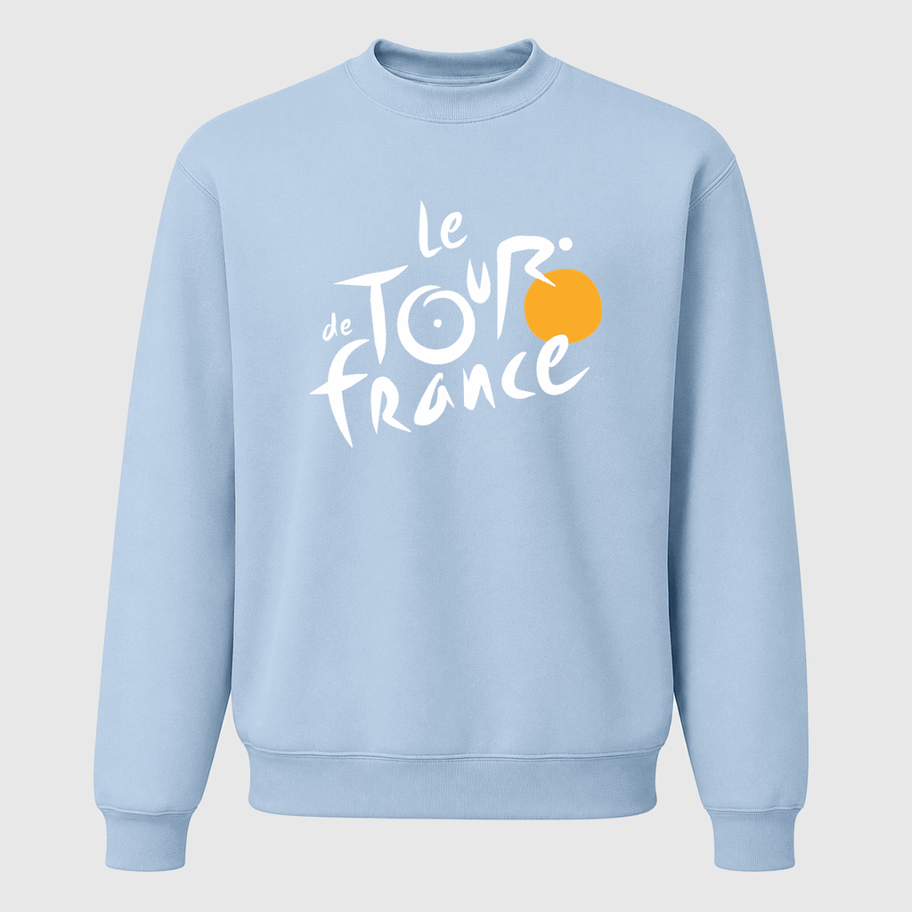 Men's Tour de France White Logo Crewneck Sweatshirt - Sky Blue