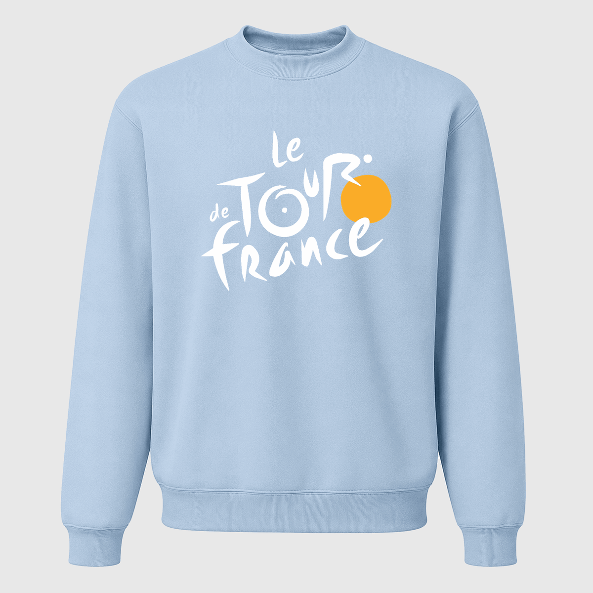 Men's Tour de France White Logo Crewneck Sweatshirt - Sky Blue