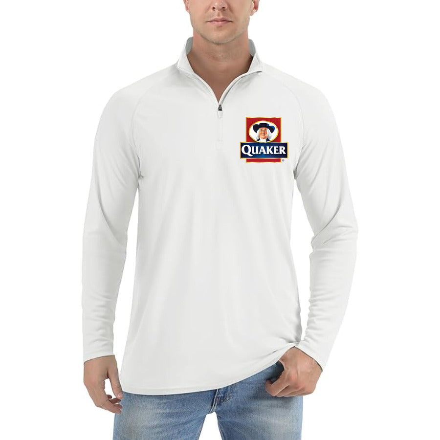 Quaker Logo quarter-zip athletic shirt in White