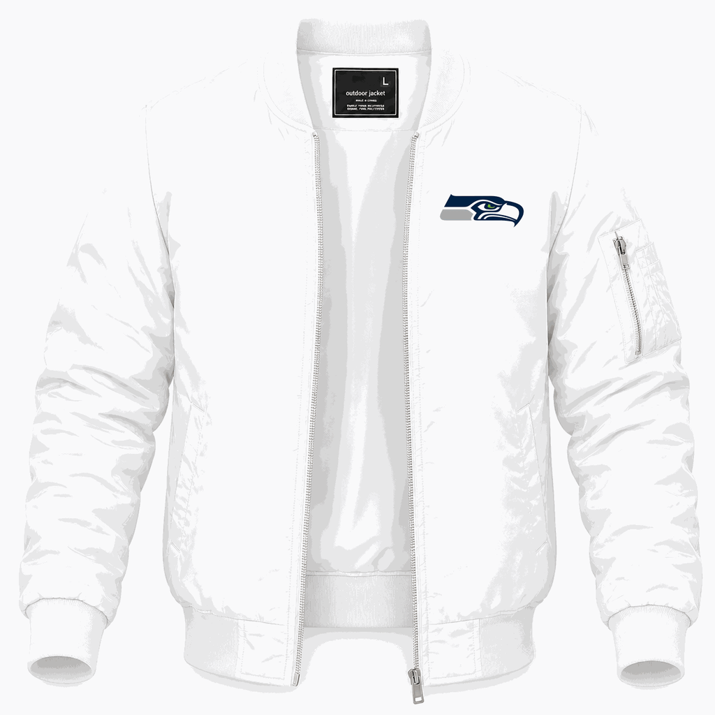 Men's Seattle Seahawks Lightweight Bomber Jacket - White