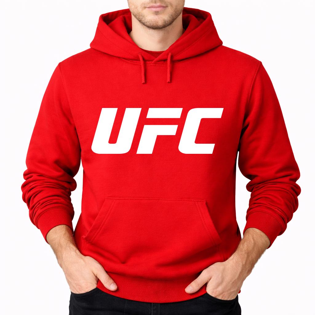 Men's UFC White Pullover Hoodie - Red