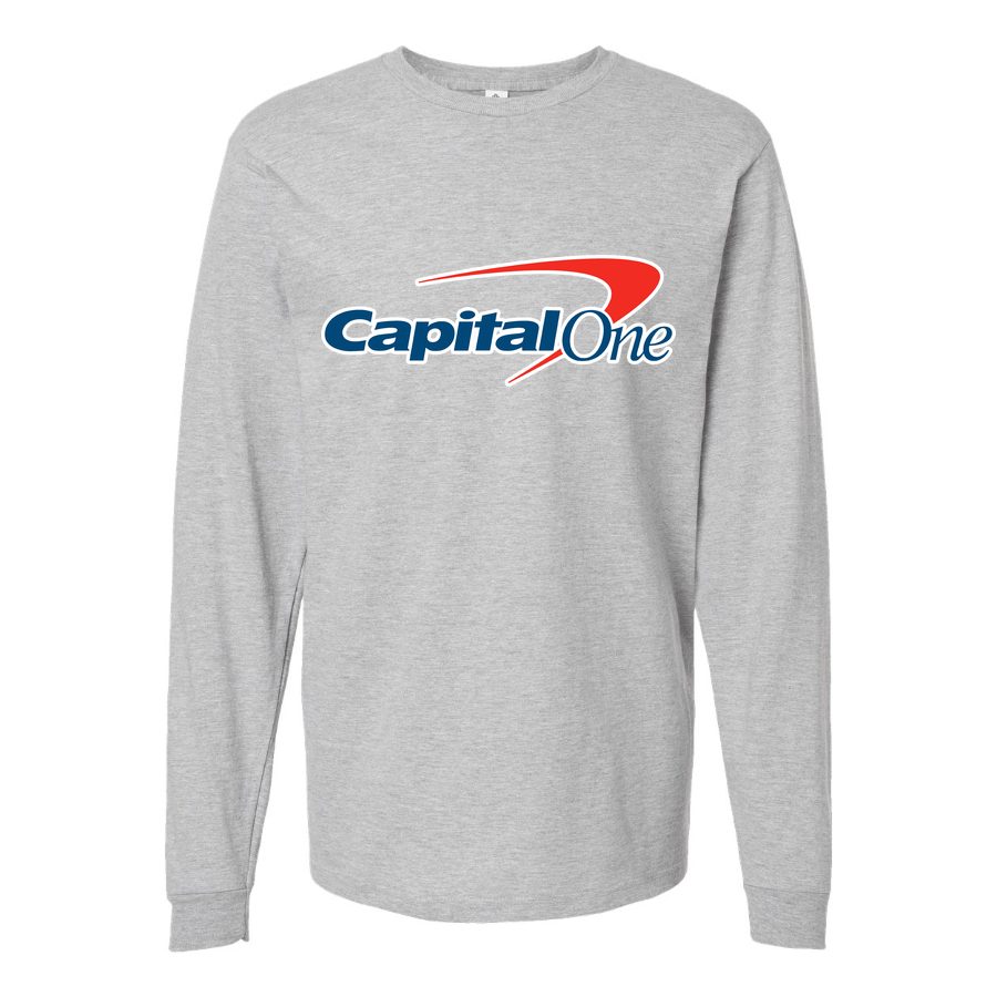 Men's Capital-One-Logo-1536x864 Long sleeves Cotton Blend T-Shirt - Gray