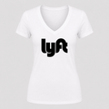 Women's Lyft Black Design V Neck T-Shirt in white