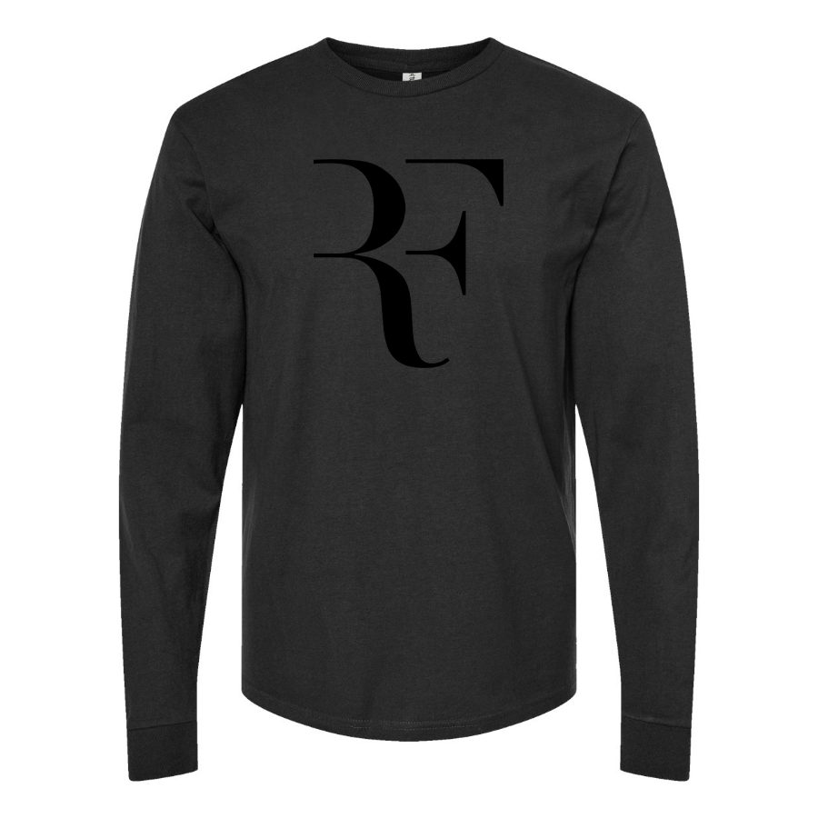 Men's Roger-Federer-logo-black Long sleeves Cotton Blend T-Shirt - Black
