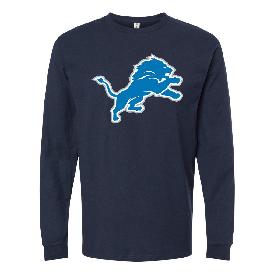 Men's Detroit Lions Long sleeves Cotton Blend T-Shirt - Navy