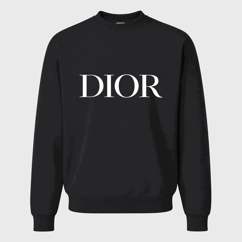 Men's Dior White Logo Design 2 Crewneck Sweatshirt - Black
