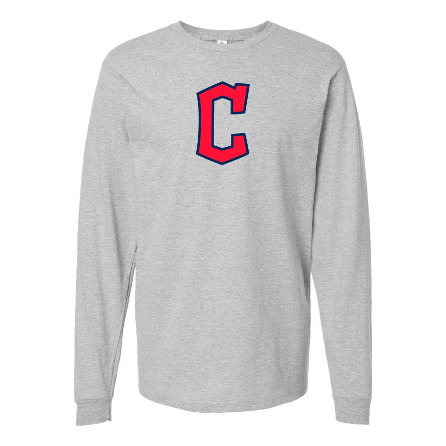 Men's Cleveland Guardians Long sleeves Cotton Blend T-Shirt - Gray