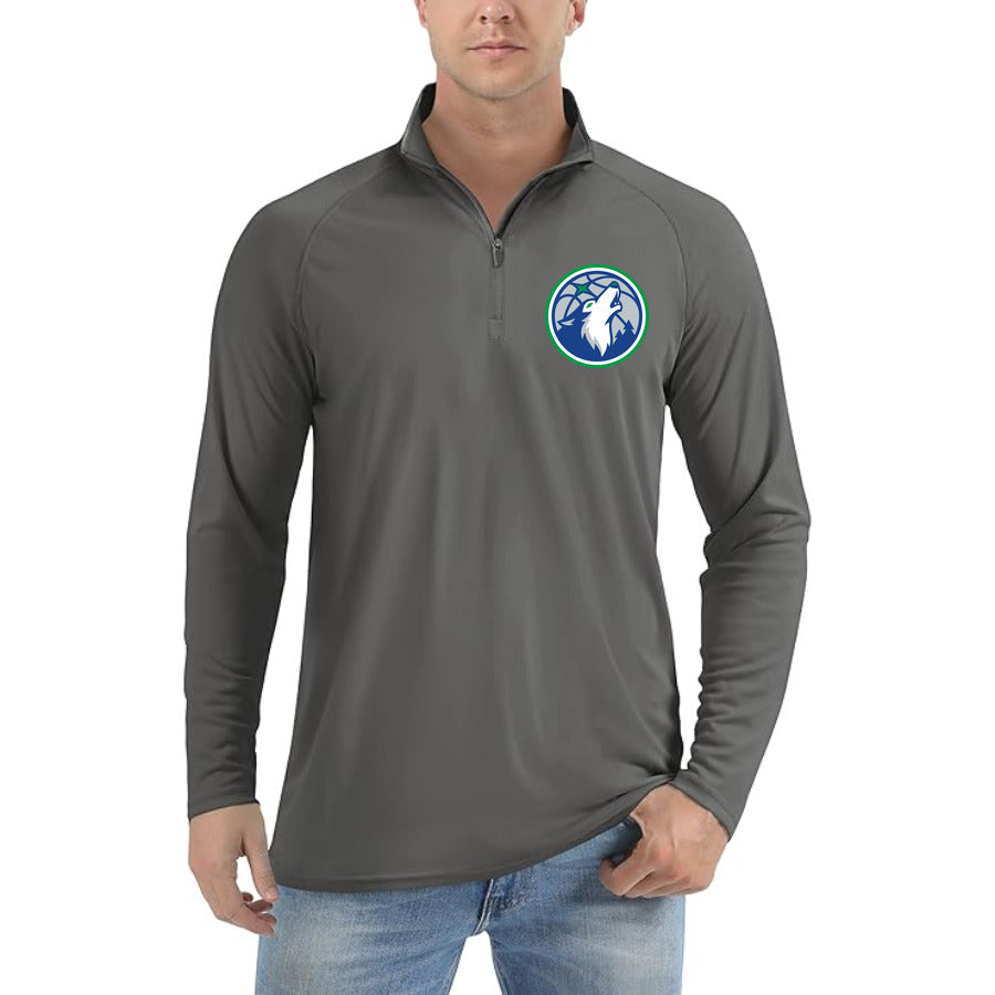 Minnesota Timberwolves quarter-zip athletic shirt in Dark Gray