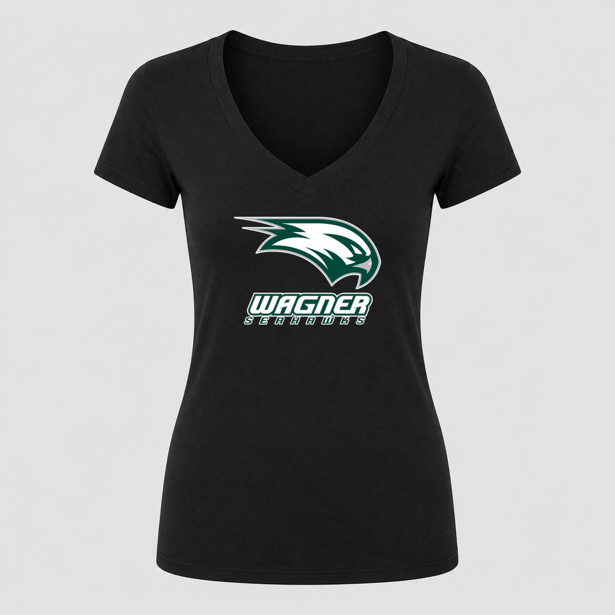 Women's Wagner Seahawks V Neck T-Shirt in black