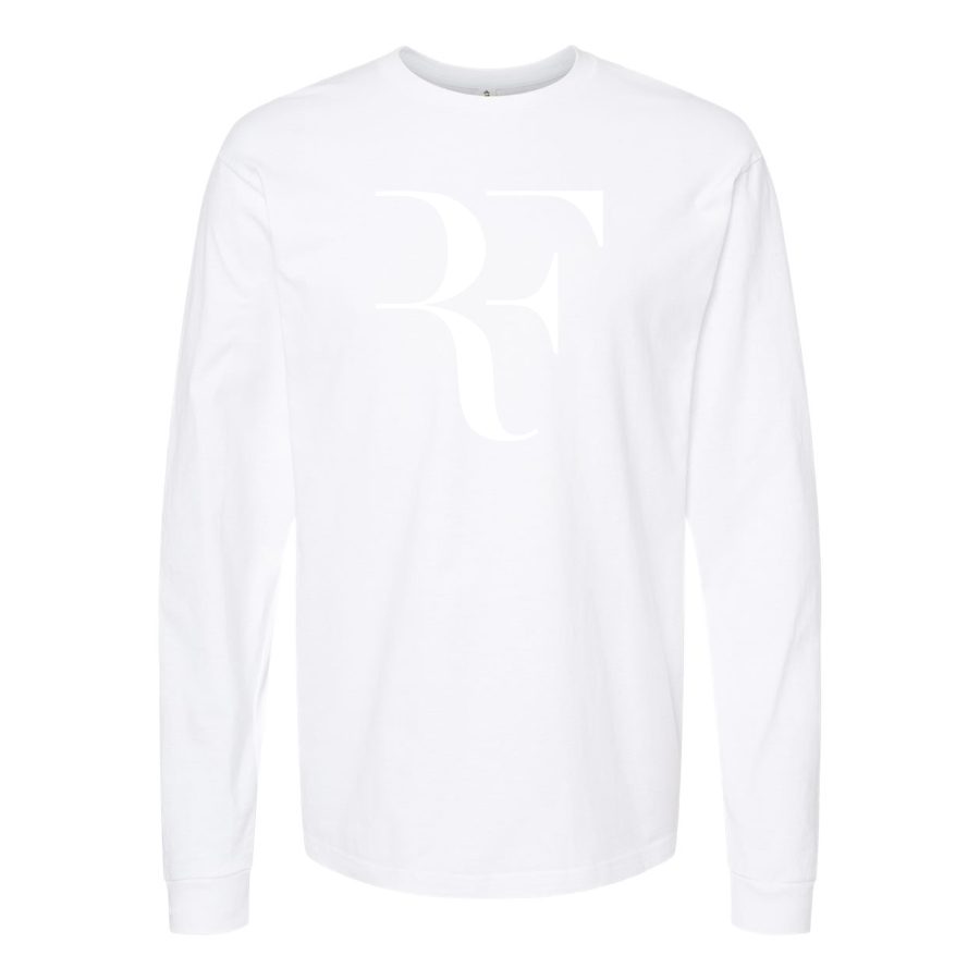 Men's Roger-Federer-logo-white Long sleeves Cotton Blend T-Shirt - White