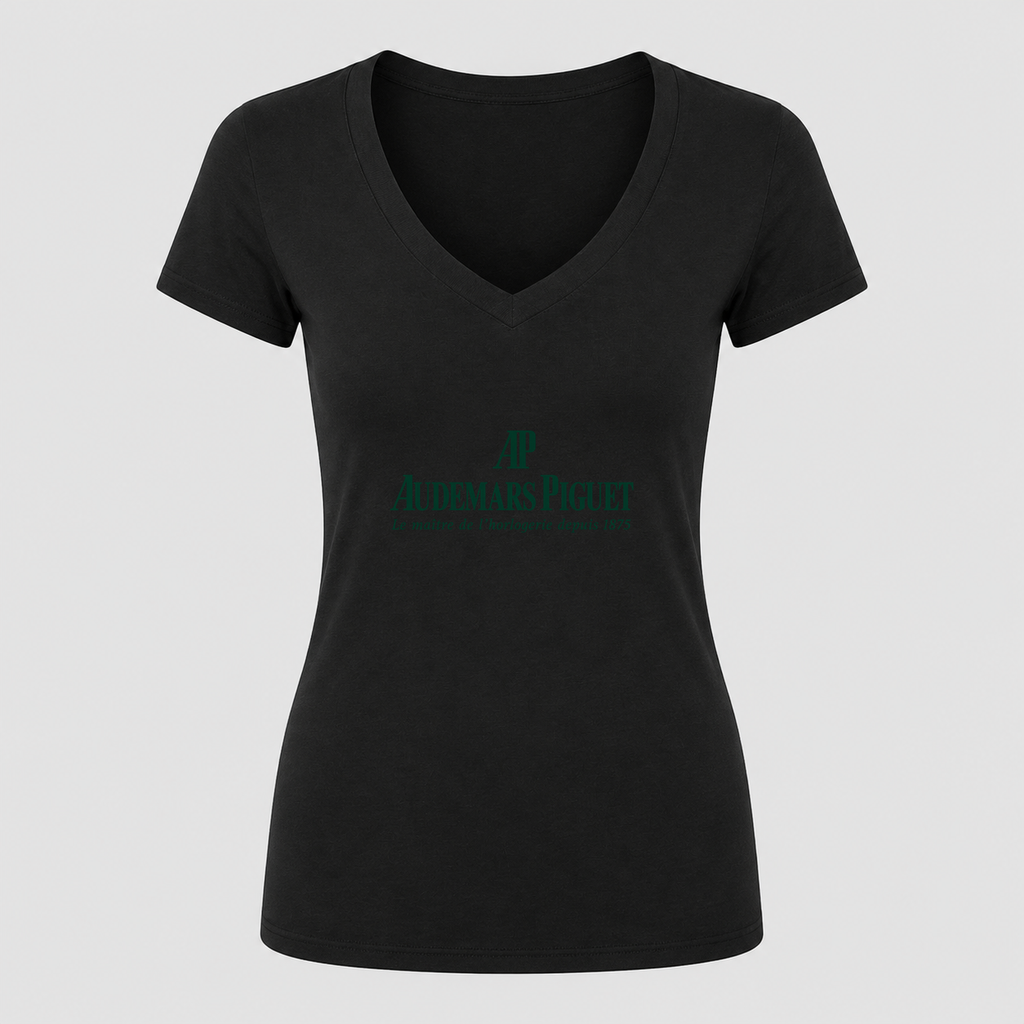 Women's Audemars Piguet V Neck T-Shirt in black