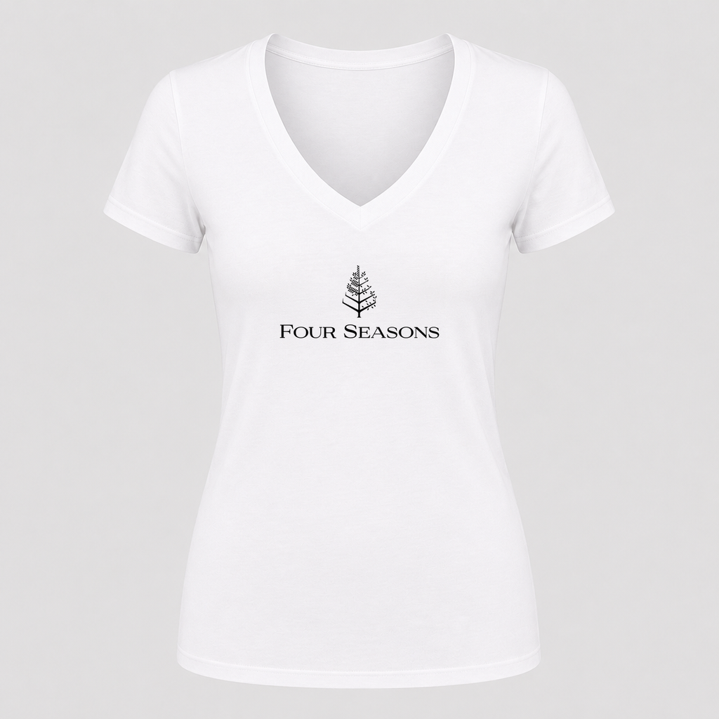 Women's Four Seasons V Neck T-Shirt in white