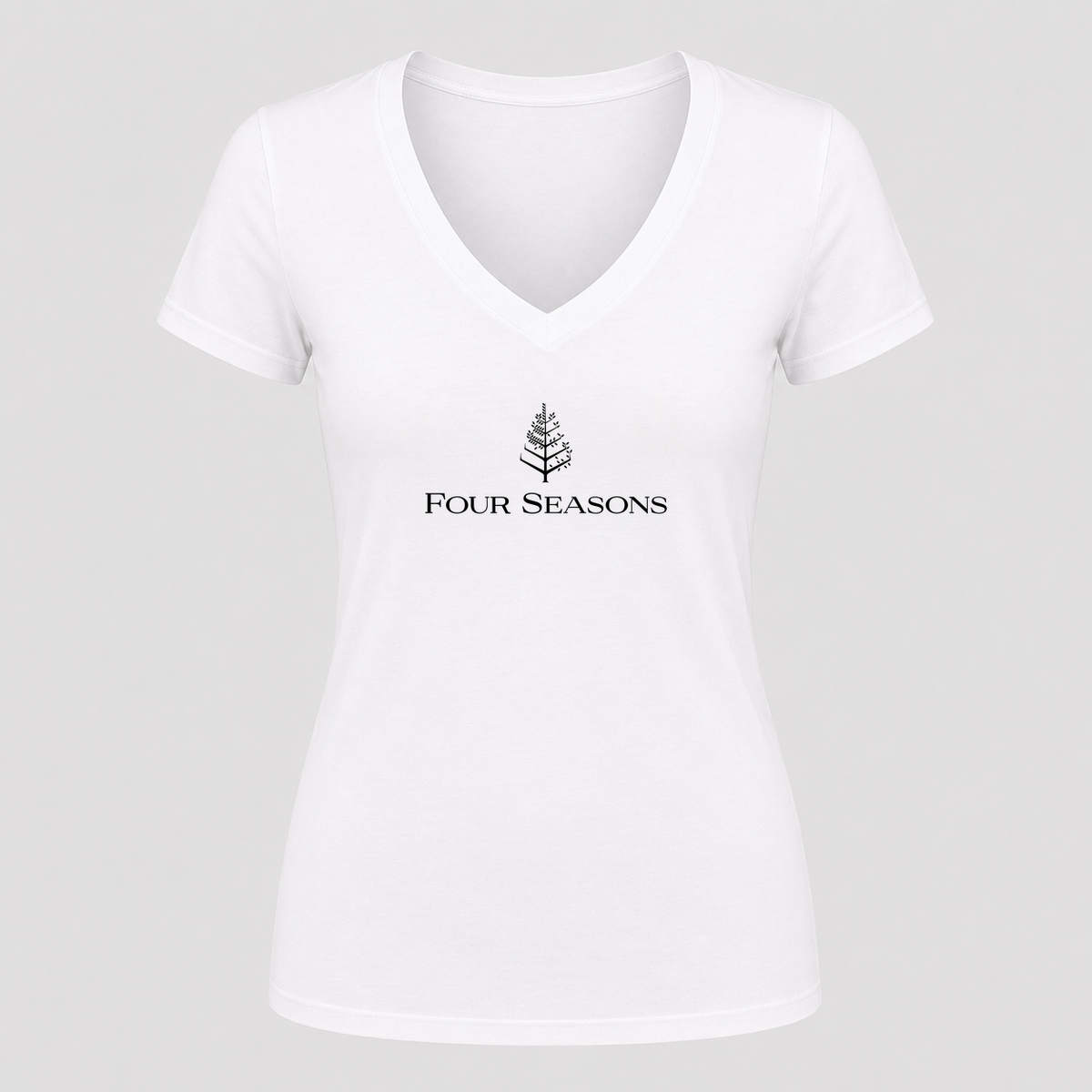 Women's Four Seasons V Neck T-Shirt in white
