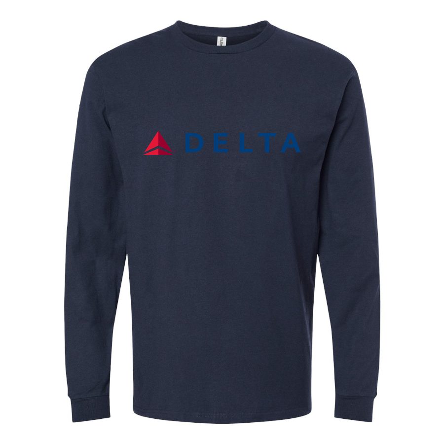Men's Delta Airlines Long sleeves Cotton Blend T-Shirt - Navy