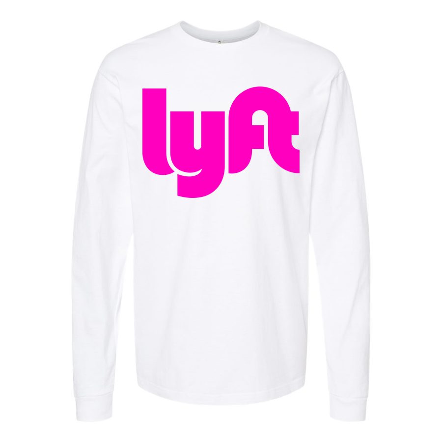 Men's Lyft pink Long sleeves Cotton Blend T-Shirt - White